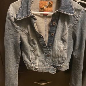Guess denim distressed crop jacket XS